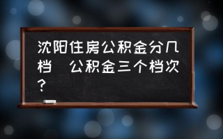 沈阳住房公积金分几档(公积金三个档次？)