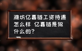 潍坊亿嘉链工资待遇怎么样 亿嘉链是做什么的？